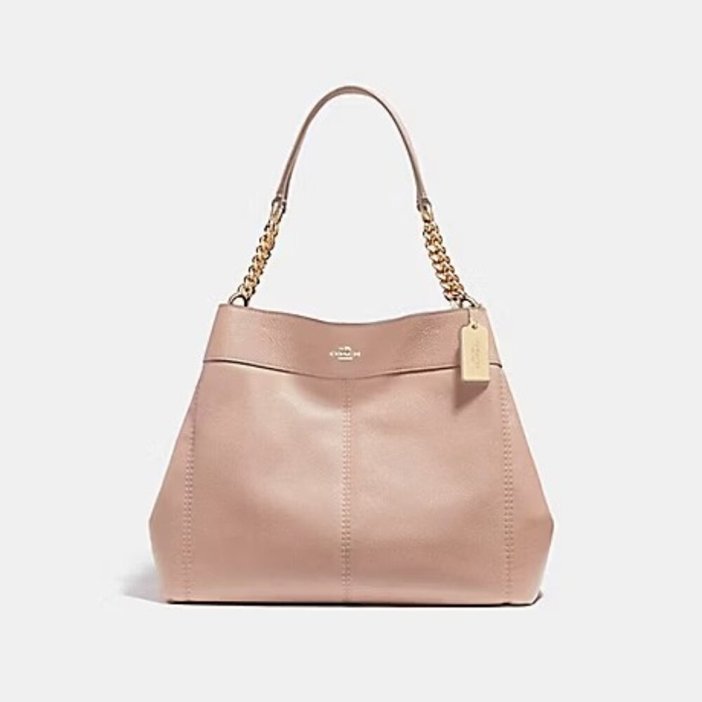 Coach Edie Light Tan Leather Shoulder Bag Purse